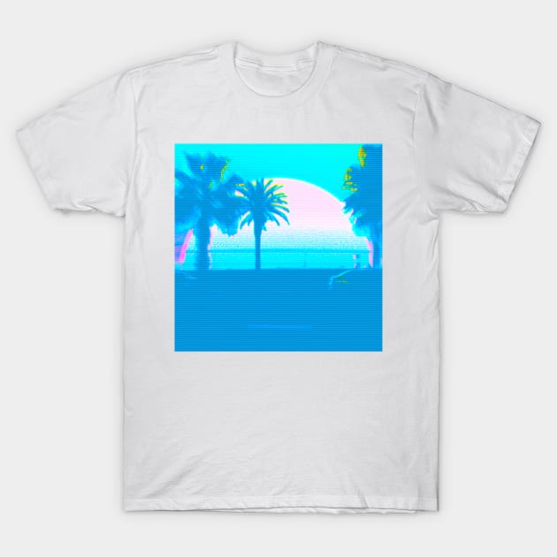 blue vapor palms T-Shirt by lofi_retrowave